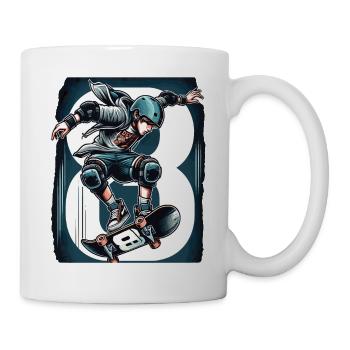 Skateboard Skater Design pour les garçons de 8 ans - Mug blanc - blanc - Droite