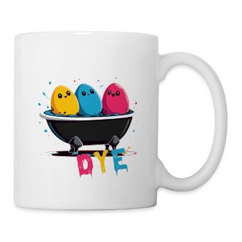 Teinture d’oeuf en disant des couleurs drôles pour Pâques - Mug blanc - blanc - Droite