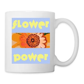 Blauer Himmel: Flower Power mit Orangenblüten - Tasse - Weiß - Rechts