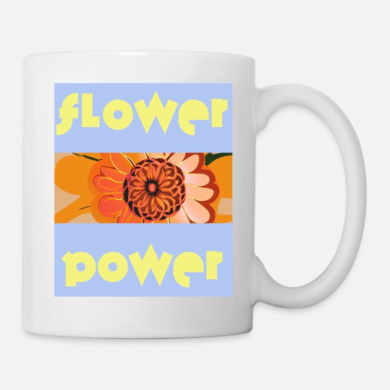 Blue Sky: Flower Power with Orange Blossom - Mug - white
