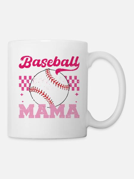 Baseball Mama Distressed Mother's Day Mom - Mug - white