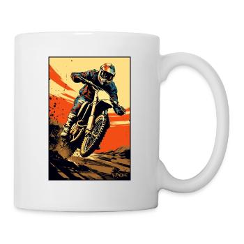 Motorrad-Illustration Motocross - Tasse - Weiß - Rechts