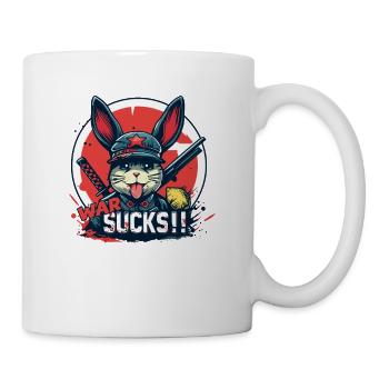 Cartoon Anime Hase Soldat: Krieg ist scheiße - Tasse - Weiß - Rechts
