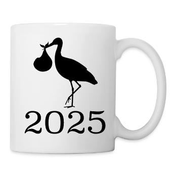 Storch bringt das Baby, Baby kommt bald, Mama 2025 - Tasse - Weiß - Rechts