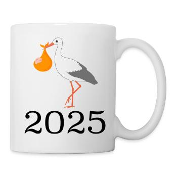 La cigogne amène le bébé, bébé arrive bientôt, maman 2025 - Mug blanc - blanc - Droite