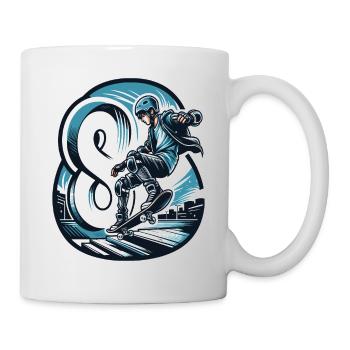 Skateboard Skater Design pour les garçons de 8 ans - Mug blanc - blanc - Droite