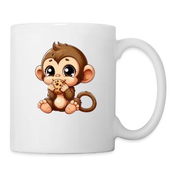 Mignon chimpanzé grignote sur des biscuits - Mug blanc - blanc - Droite
