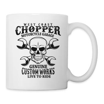 Totenkopf Biker Spruch West Coast Chopper - Tasse - Weiß - Rechts