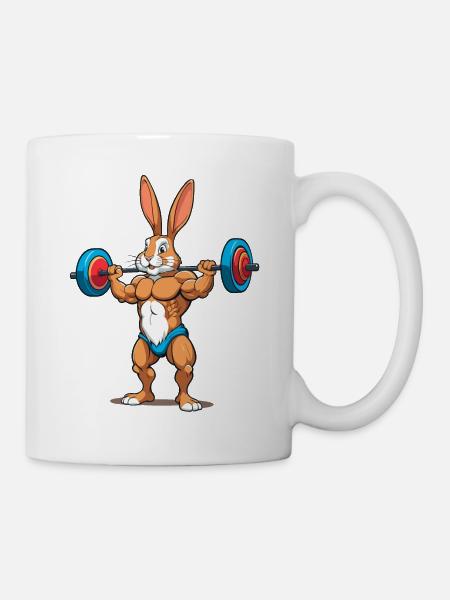 Osterhase Body Building Tier Lustiger Workout - Tasse - Weiß
