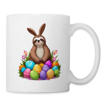 Lustiges Faultier Osterhase Süßes Osterdesign - Tasse - Weiß - Rechts