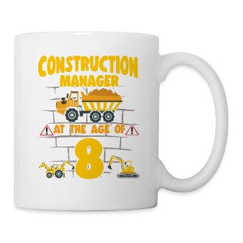 Construction Party 8th Birthday 8 Years Old truck - Mug - white - Right