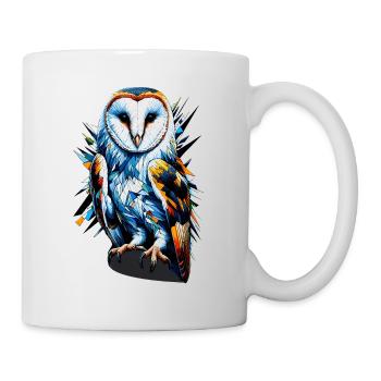 Polygon Art Schleiereule Eulen - Tasse - Weiß - Rechts
