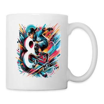 Skateboard Skater Design pour les garçons de 8 ans - Mug blanc - blanc - Droite
