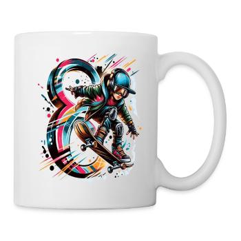 Skateboard Skater Design pour les garçons de 8 ans - Mug blanc - blanc - Droite