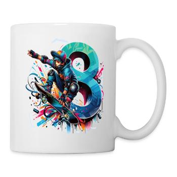 Skateboard Skater Design pour les garçons de 8 ans - Mug blanc - blanc - Droite