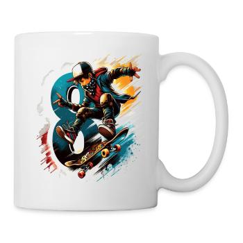 Skateboard Skater Design pour les garçons de 8 ans - Mug blanc - blanc - Droite