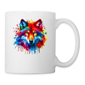 Colorful Splash Art Red Wolf Lover Wolves - Mug - white - Right