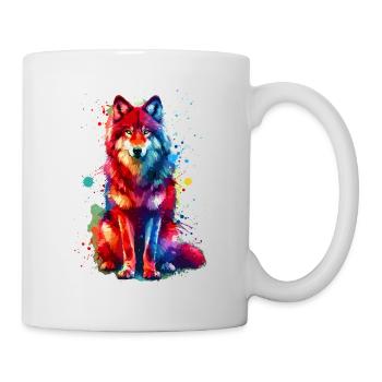 Colorful Splash Art Red Wolf Lover Wolves - Mug - white - Right
