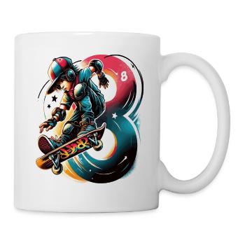 Skateboard Skater Design pour les garçons de 8 ans - Mug blanc - blanc - Droite