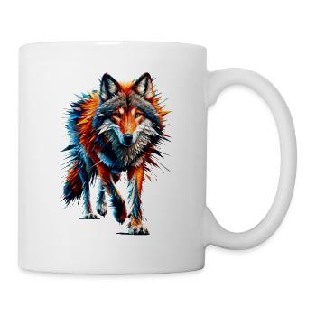 Polygon Art Roter Wolf Liebhaber Wölfe - Tasse - Weiß - Rechts