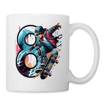 Skateboard Skater Design pour les garçons de 8 ans - Mug blanc - blanc - Droite