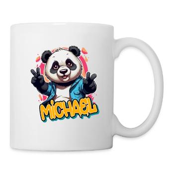 MICHAEL - Schöner Jungen Name mit coolem Panda - Tasse - Weiß - Rechts