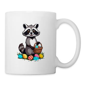 Eier Dieb Lustiges Waschbären Osterdesign - Tasse - Weiß - Rechts