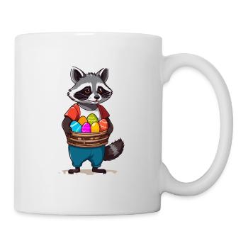 Eier Dieb Waschbär Osterhasen Lustiges Design - Tasse - Weiß - Rechts