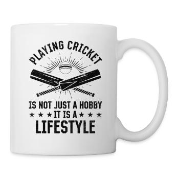 Playing cricket is not just a hobby it is a lifest - Mug - white - Right