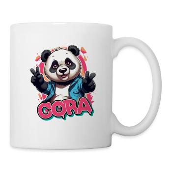 CORA - Schöner Mädchen Name mit coolem Panda - Tasse - Weiß - Rechts