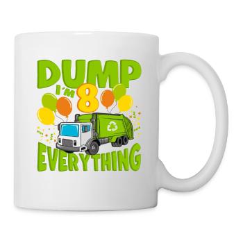 8th Birthday 8 Years Old Boy Gift Garbage Truck - Tasse - Weiß - Rechts