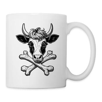 Naturverbundene Kuhpiraten: Glücklicher Totenkopf - Tasse - Weiß - Rechts