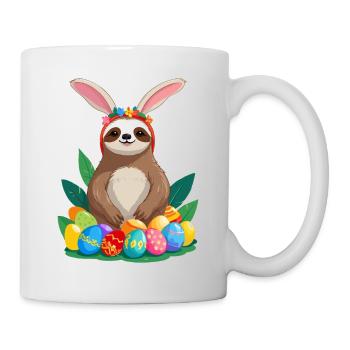 Drôle de paresseux lapin de Pâques emblématique Pâques - Mug blanc - blanc - Droite