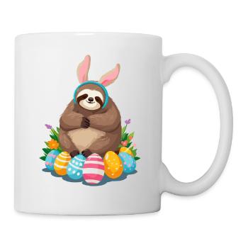 Lustiges Faultier Osterhase Ikonisches Ostern - Tasse - Weiß - Rechts