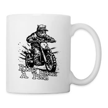 Roulez comme un cochon de motocross - Mug blanc - blanc - Droite