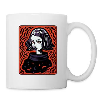 Dessin animé gravure sur bois Art femme - Mug blanc - blanc - Droite