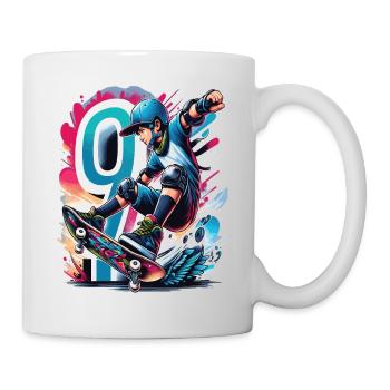 Skateboard Skater Design Für 9 Jahre Jungen - Tasse - Weiß - Rechts