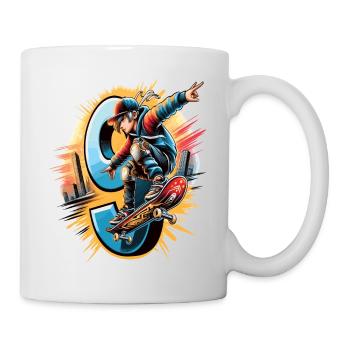 Skateboard Skater Design Für 9 Jahre Jungen - Tasse - Weiß - Rechts