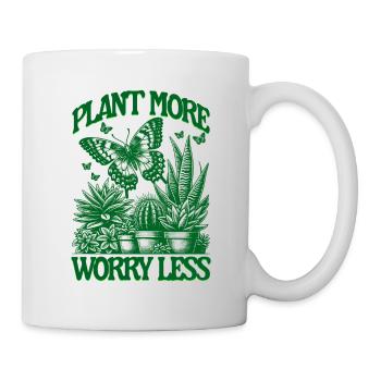 PLANT MORE WORRY LESS Gardening - Mug - white - Right