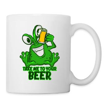 Take Me To Your Beer T-Shirt Vert Espace Drôle - Mug blanc - blanc - Droite