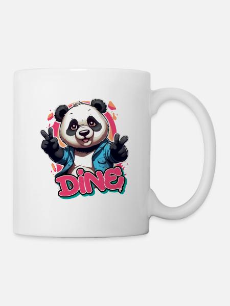 DINE - Beau nom de fille avec Cool Panda - Mug blanc - blanc