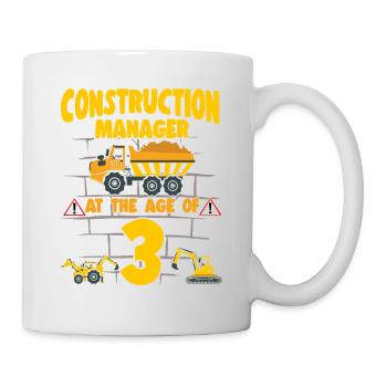 Construction Party 3rd Birthday 3 Years Old truck - Tasse - Weiß - Rechts