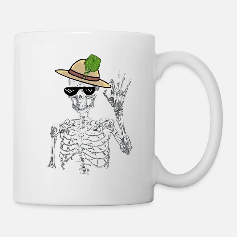 Skelett Gärtner Spinat Gärtnern Mime Vegetarier - Tasse - Weiß