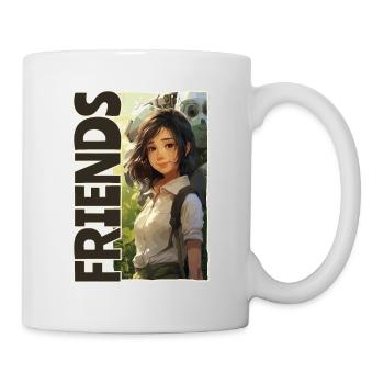 Cartoon: Manga Anime Girls and Robots, Friends - Mug - white - Right