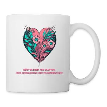 Flower Heart: Every Mother Is Unique and Wonderful - Mug - white - Right