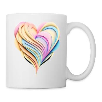 Pastel rainbow heart in 3D look - Mug - white - Right