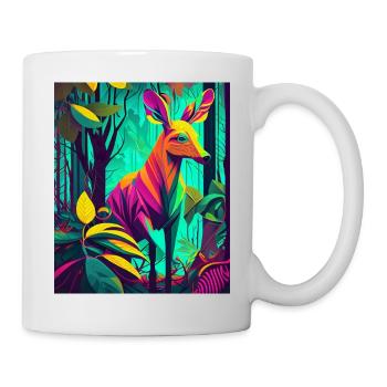 Neon Forest Deer: Nature's Colorful Wonder - Mug - white - Right