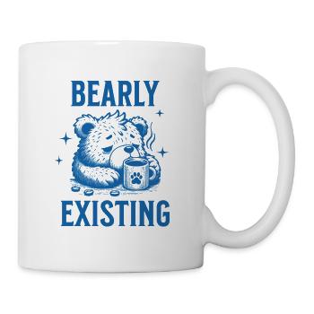 Bearly Existing | bear with a coffee - Mug - white - Right
