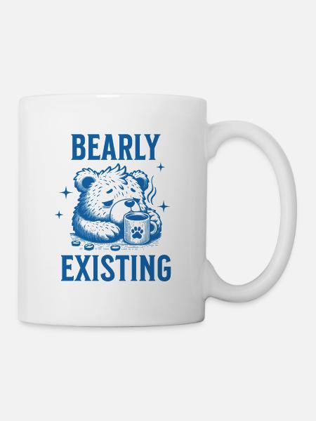 Frühzeitig vorhanden | Bär mit einem Kaffee - Tasse - Weiß