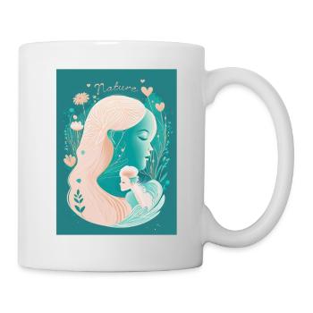Embrace: Pastel Peach Lovers in Nature - Mug - white - Right